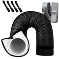 Black quilted AC exhaust hose cover set with open white end and adjustable strap