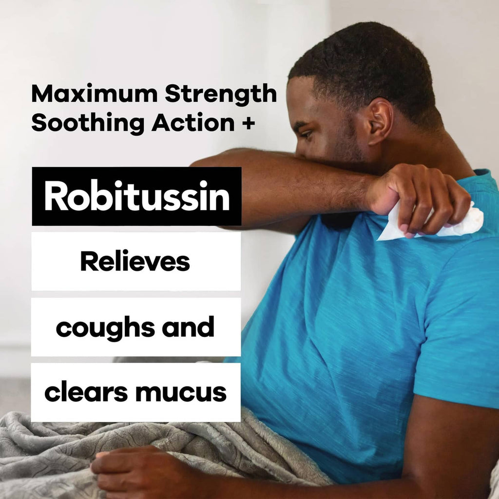 Robitussin maximum strength soothing action relief for coughs and clears mucus
