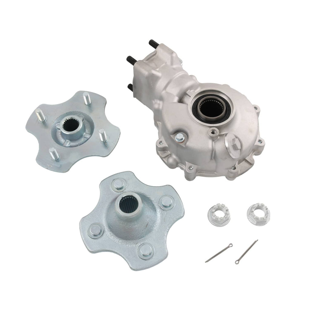 Rear differential wheel hub assembly kit with hub plates and mounting hardware
