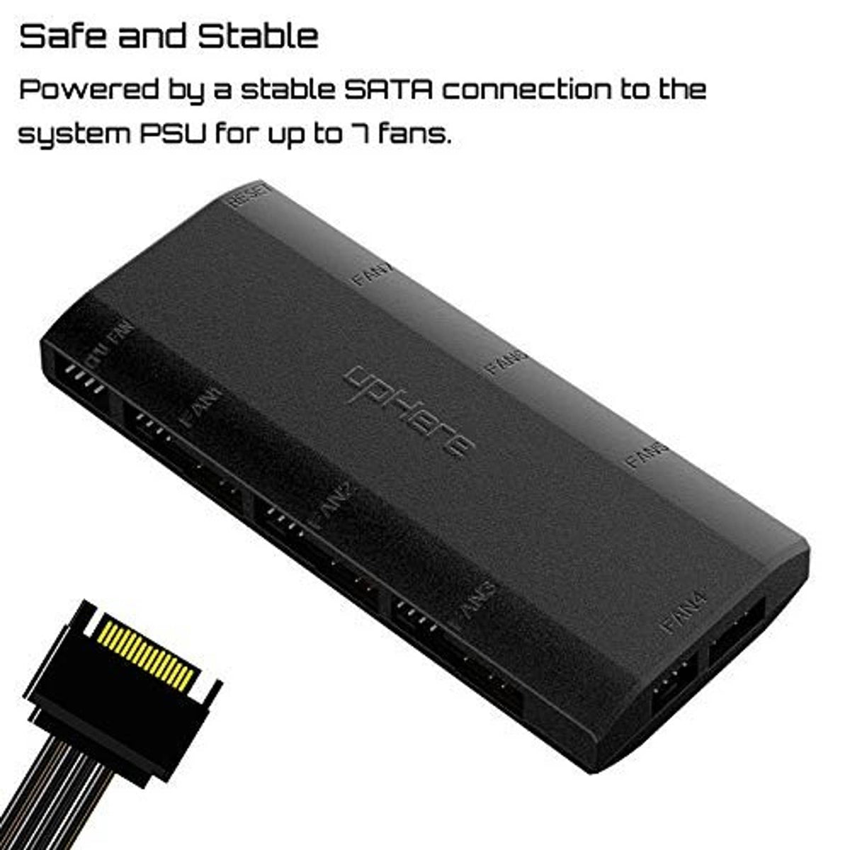 UDHERE 7-port fan hub/splitter with top logo and fan power connectors visible