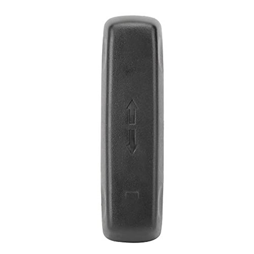 Power seat adjust switch cover, dark gray textured plastic with vertical up/down arrows
