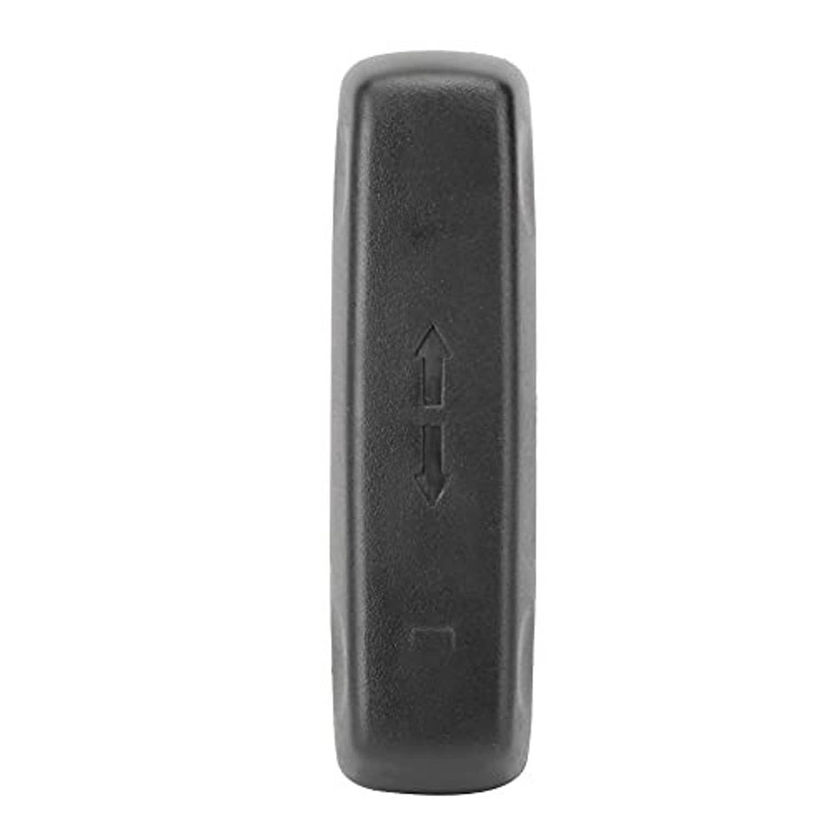 Power seat adjust switch cover, dark gray textured plastic with vertical up/down arrows