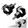 Black CNC handlebar riser clamp set with mounting bolts and side screws