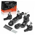Set of 4 ball joint kit with black control arms and hardware, front upper and lower