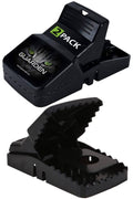 Black 2-pack snap rat traps with open bait cup and trigger lever