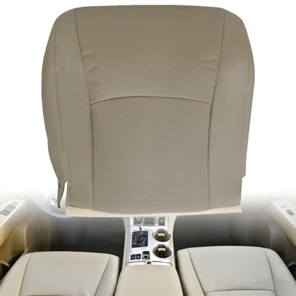 Tan perforated leather seat cover with centered panel and visible side edges
