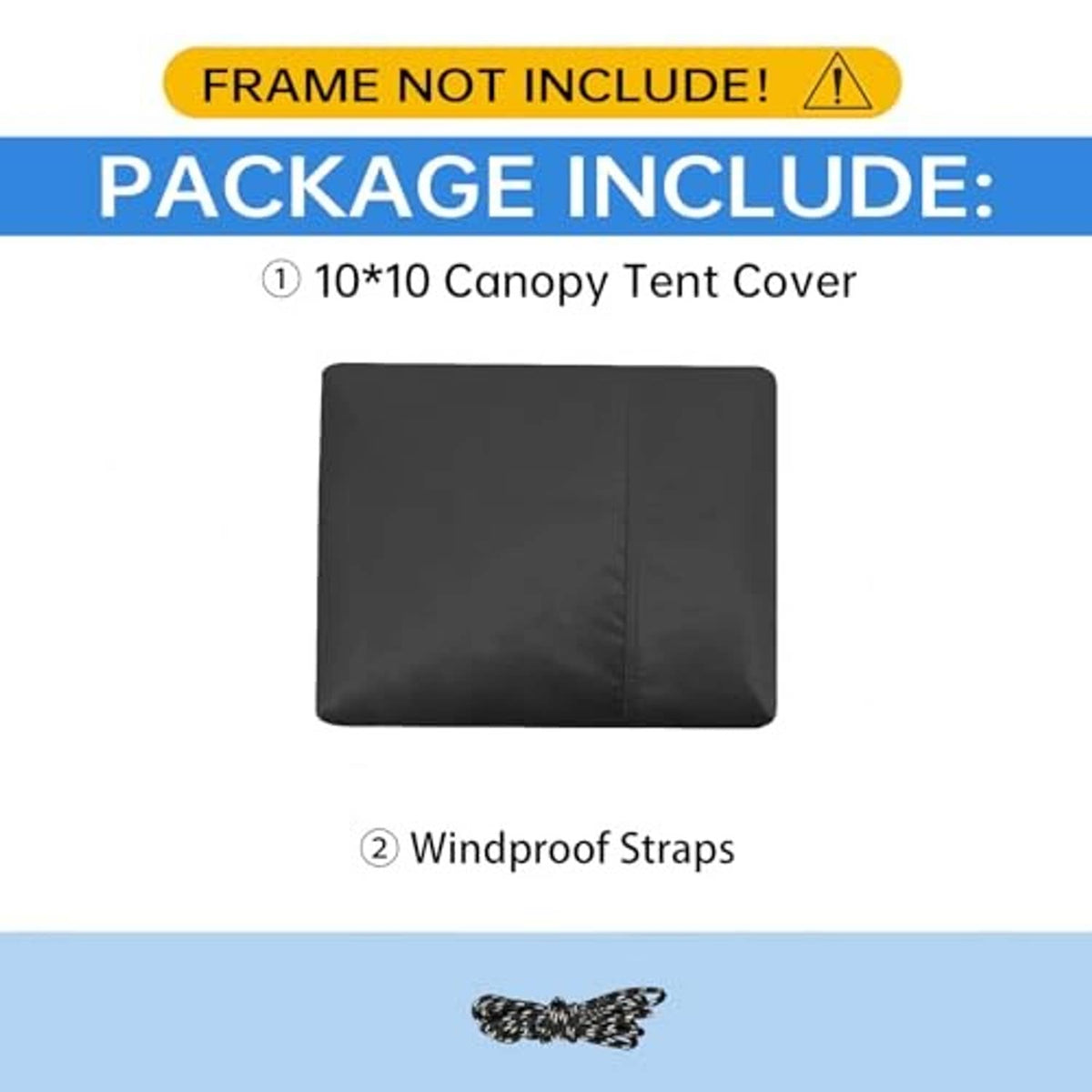 Black pop up tent canopy cover with windproof straps, frame not included