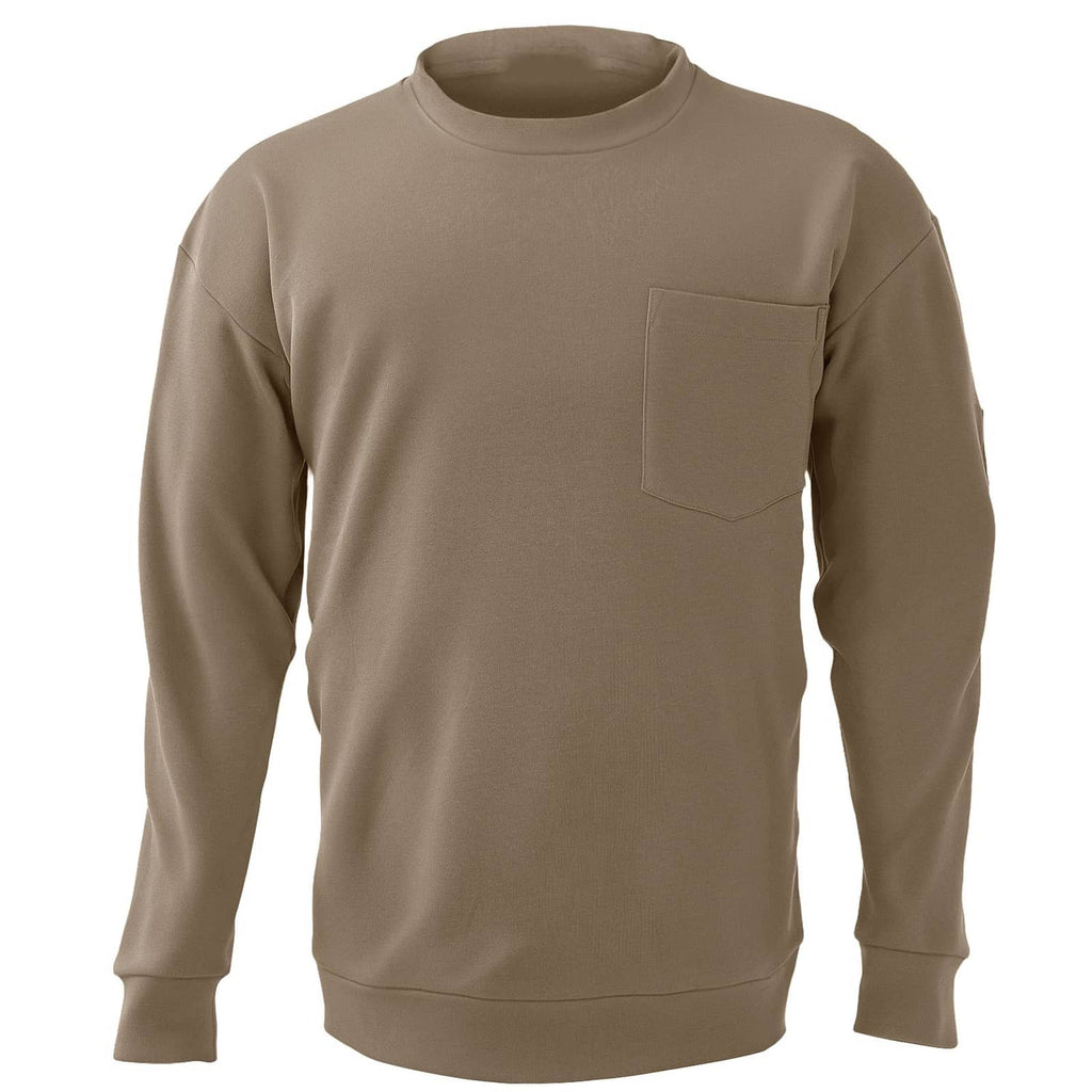 Flame-resistant men's long-sleeve work shirt, gray, with chest pocket