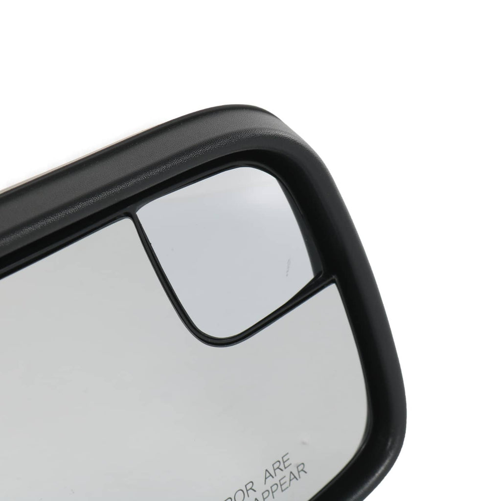 Right-side car mirror with black frame and reflective glass
