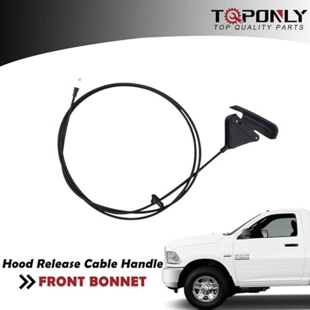 Black hood release cable with pull handle and bracket
