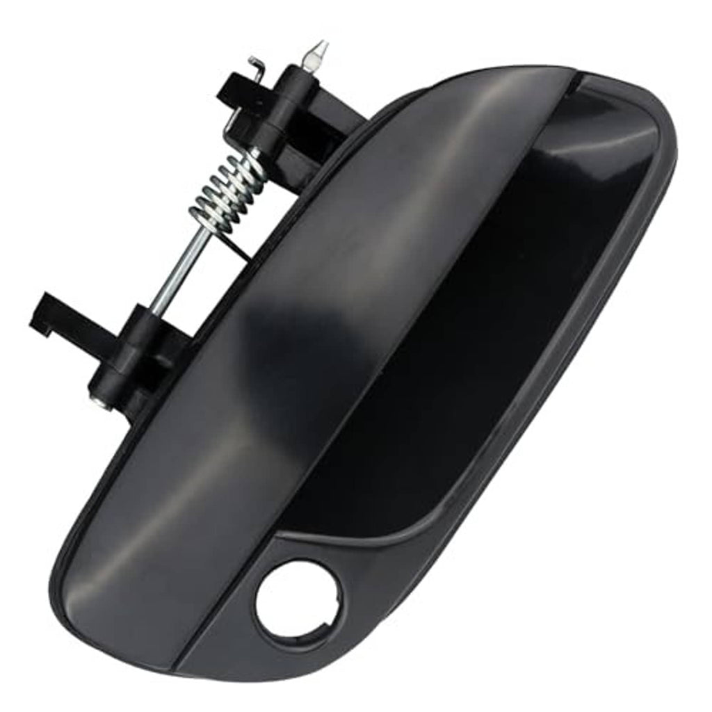 Passenger-side exterior door handle in dark gray/black with spring and mounting clips