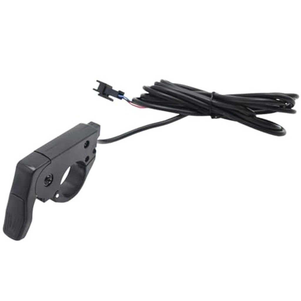 Black thumb throttle with long cable, wiring leads, and small connector