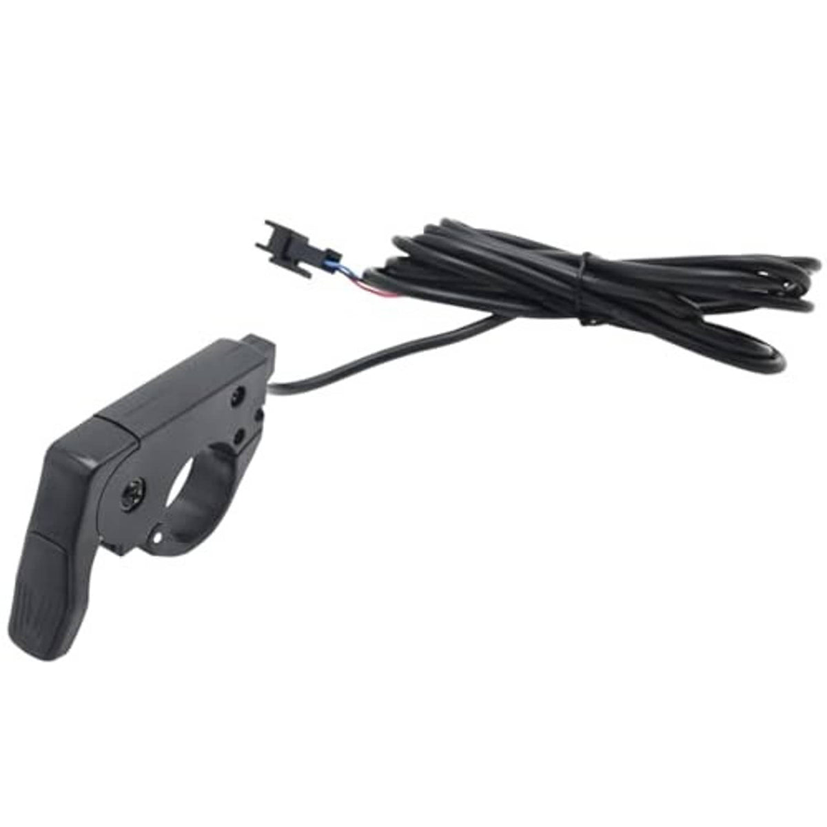Black thumb throttle with long cable, wiring leads, and small connector