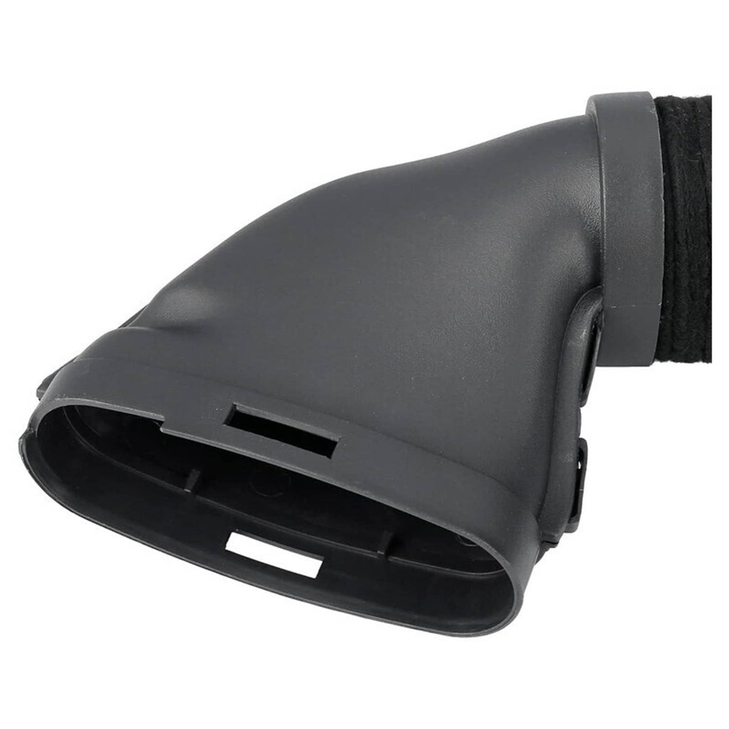 Black air intake hose intake housing with mounting clip and rubber seal