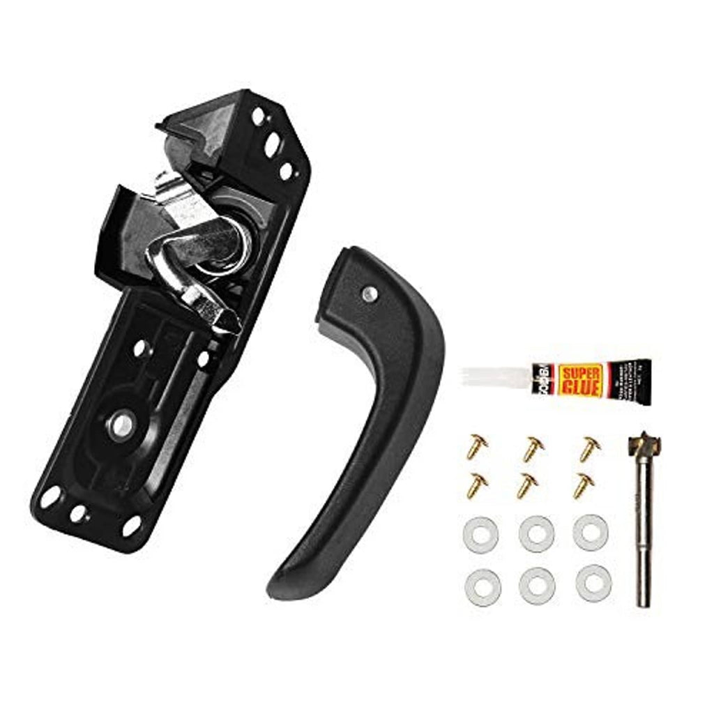 Front left driver-side interior door handle kit with handle, mounting plate, hardware