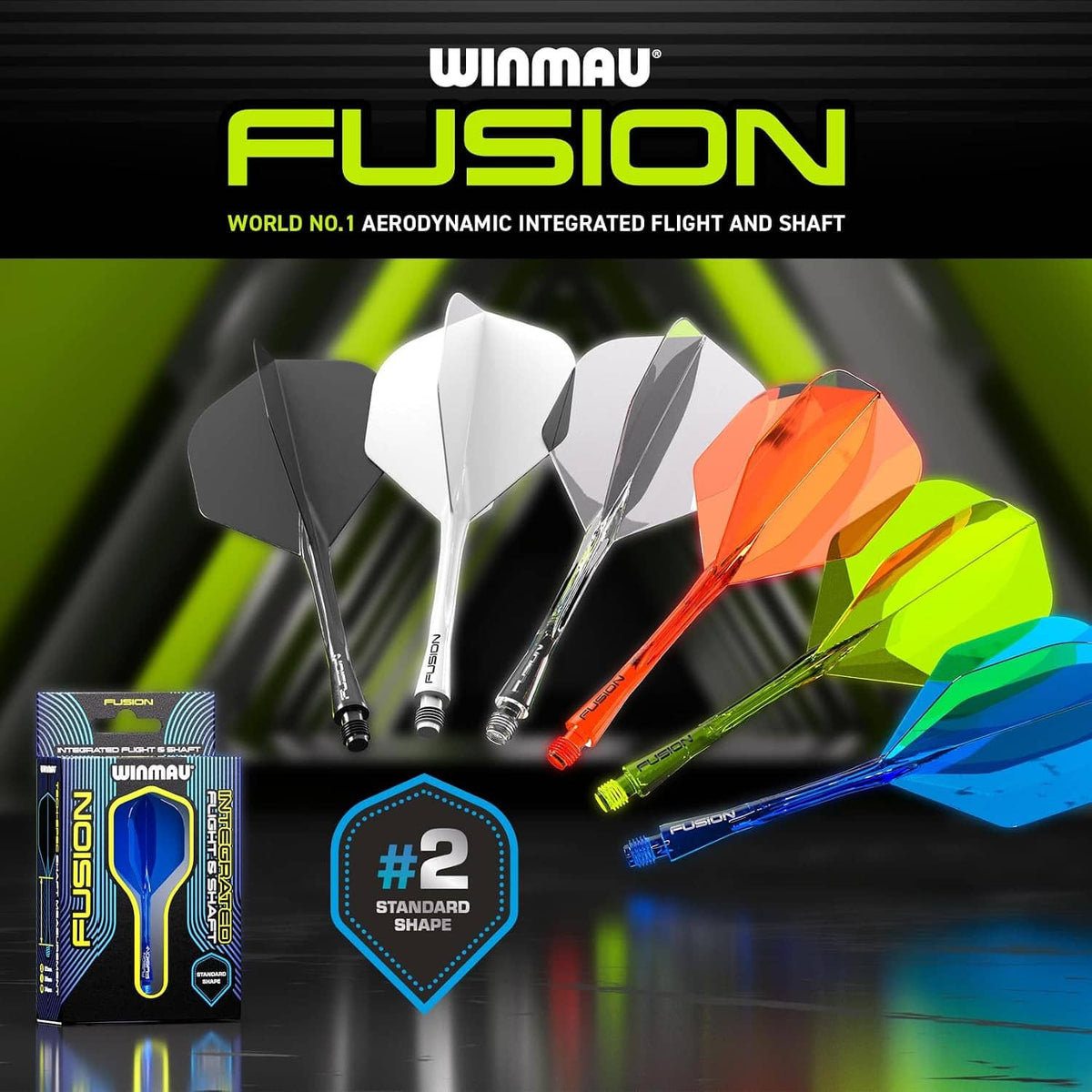 Fusion #2 dart set with multiple flights and shafts in assorted colors