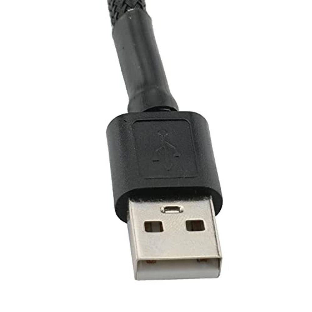 Black USB-A plug end of a PWM fan power adapter cable