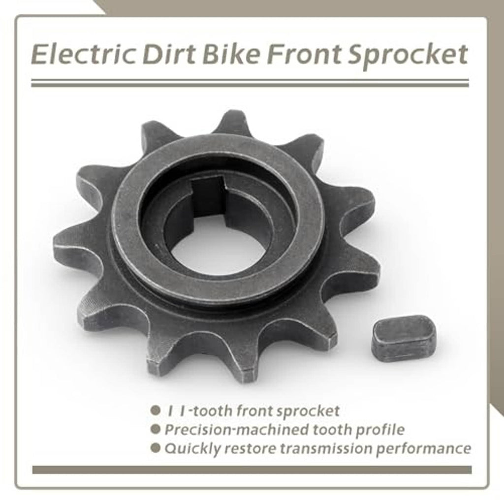 Electric dirt bike front sprocket gear in dark gray metal with inner splined slot