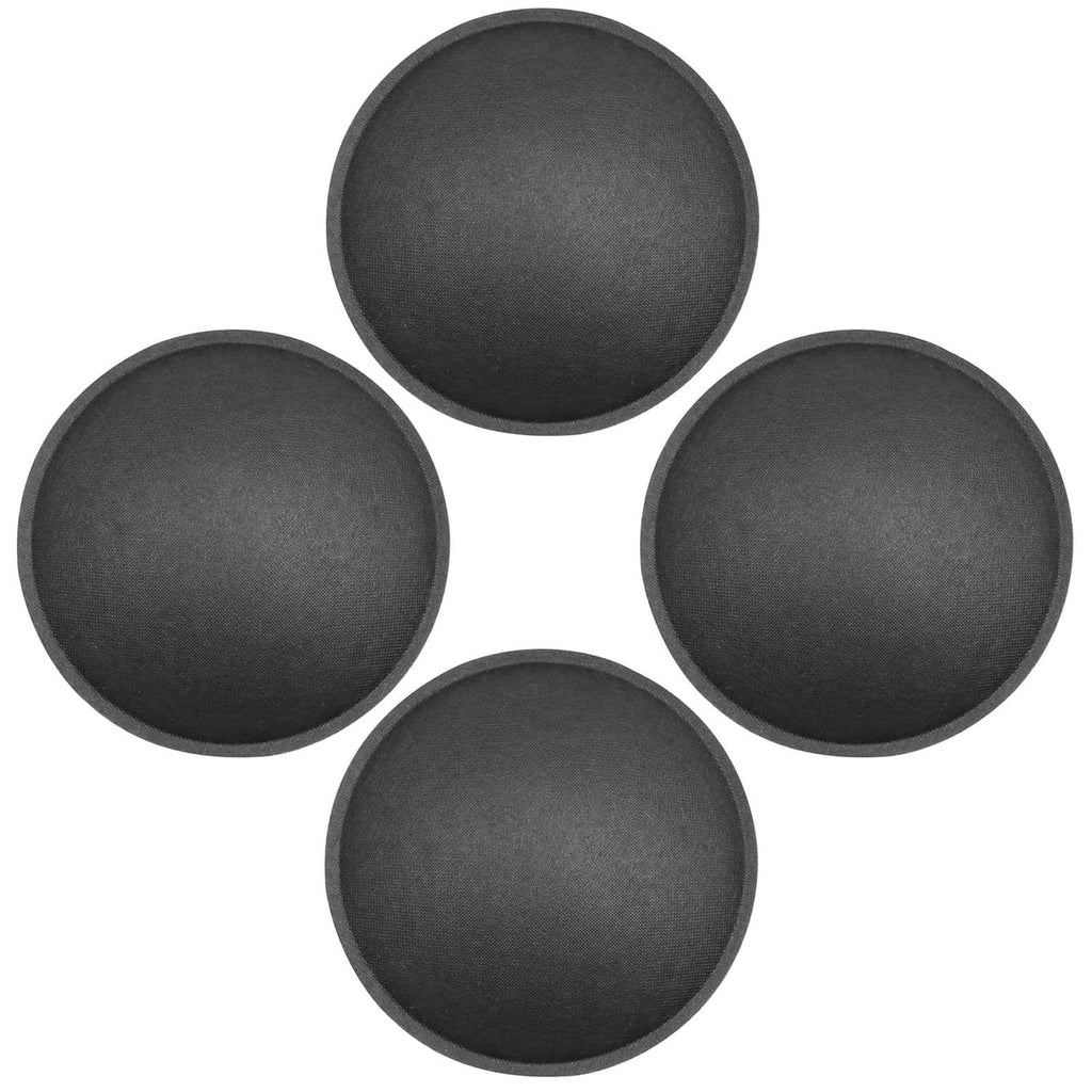 Black speaker dust cap domes, multiple round disks with dark textured surface
