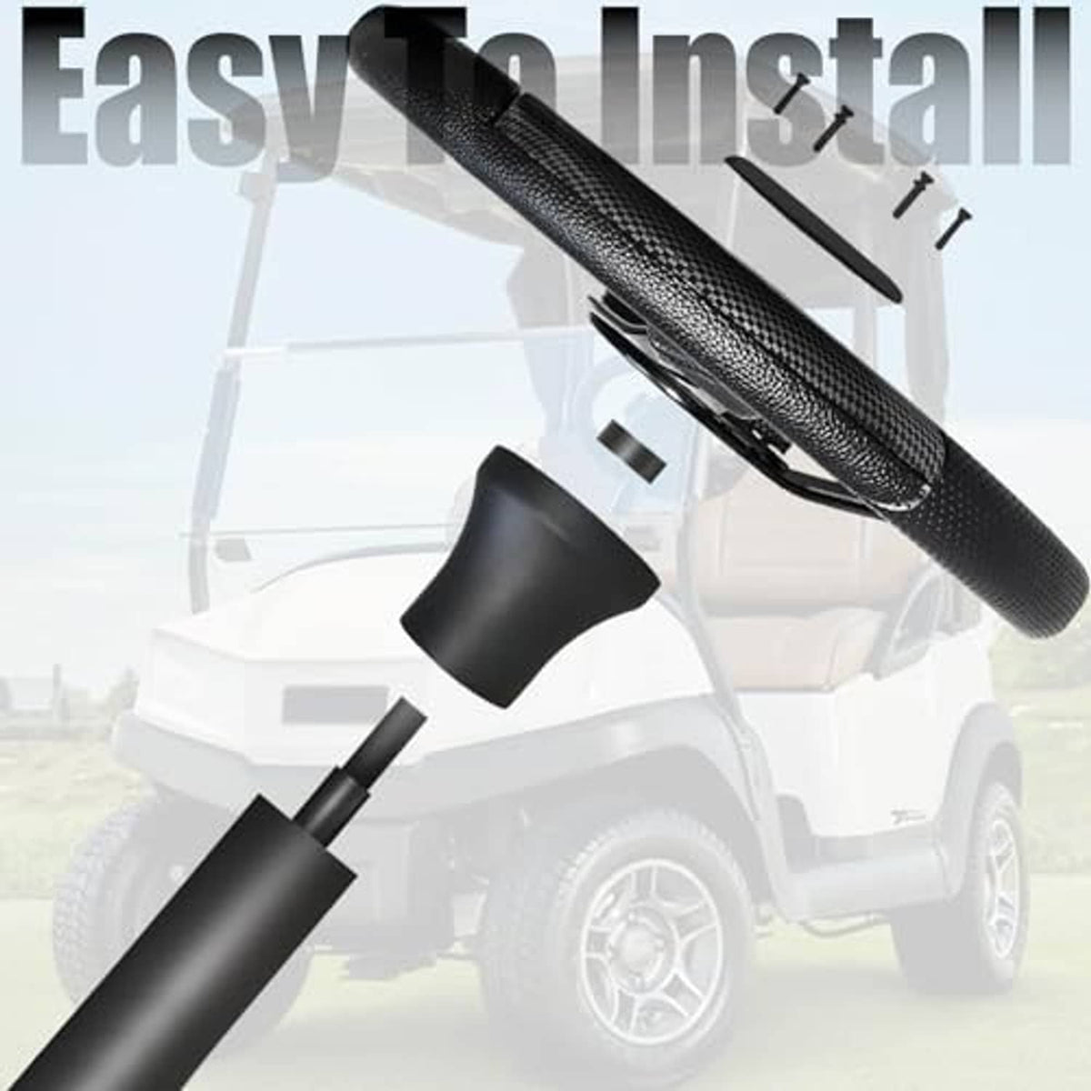Black steering wheel adapter with threaded holes for easy installation