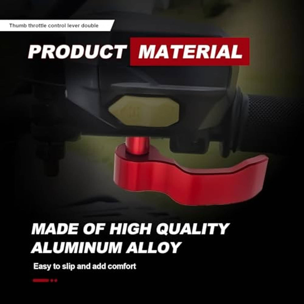 Red thumb throttle control lever mounted on ATV, high-quality aluminum alloy finish