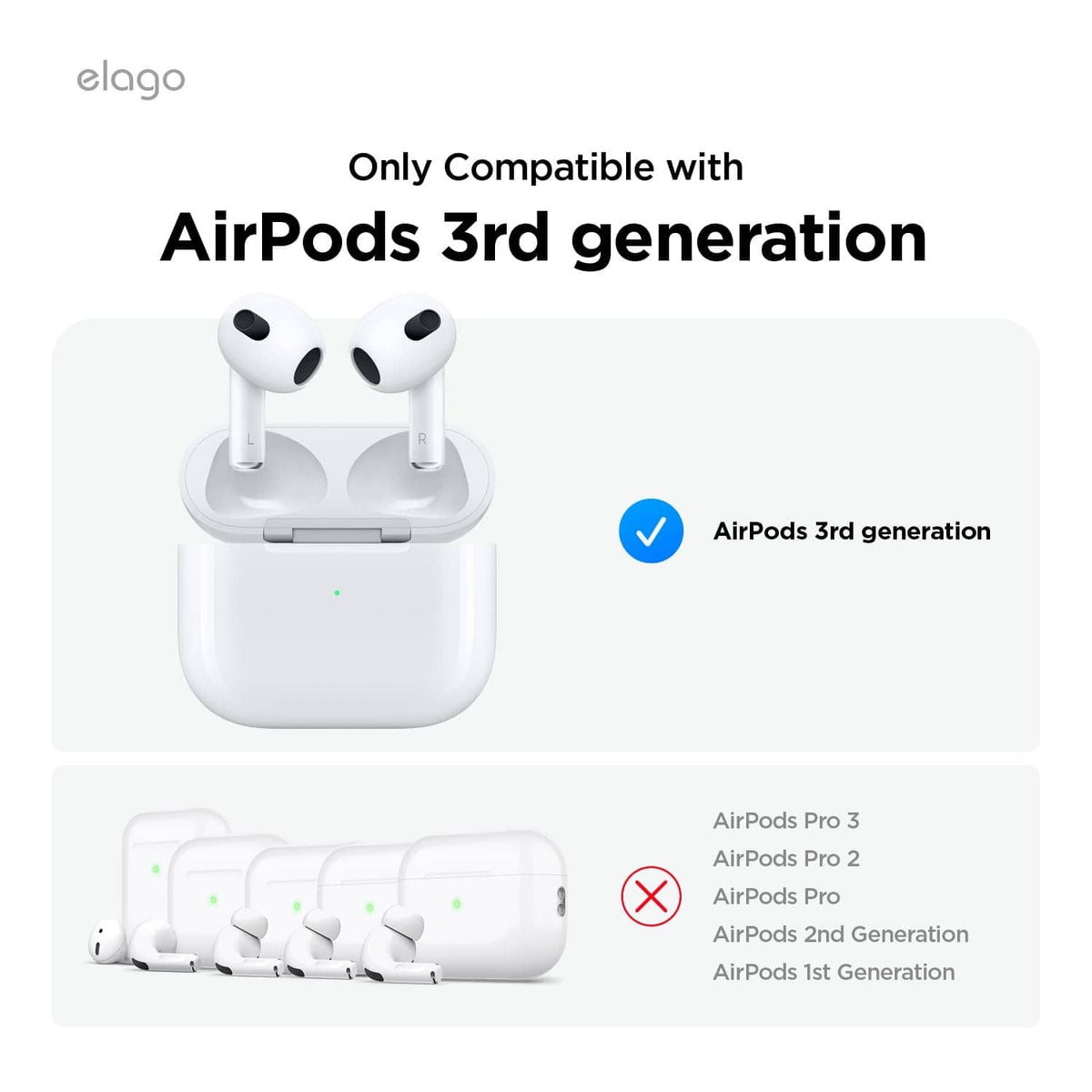 elago white silicone charging case cover with earbud cutouts for 3rd generation