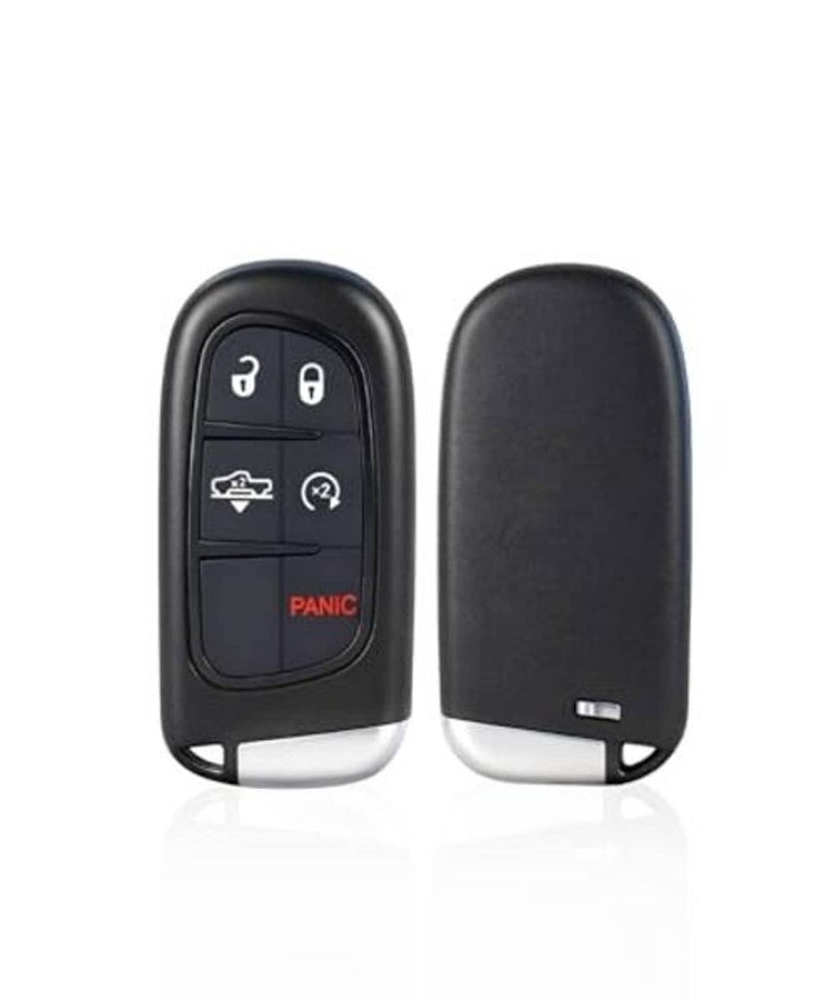 Black key fob remote with buttons and untextured back cover