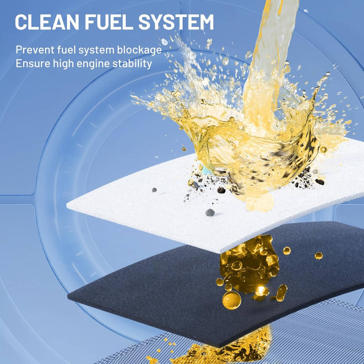 Electric fuel pump assembly with clean fuel system concept and filter element graphic