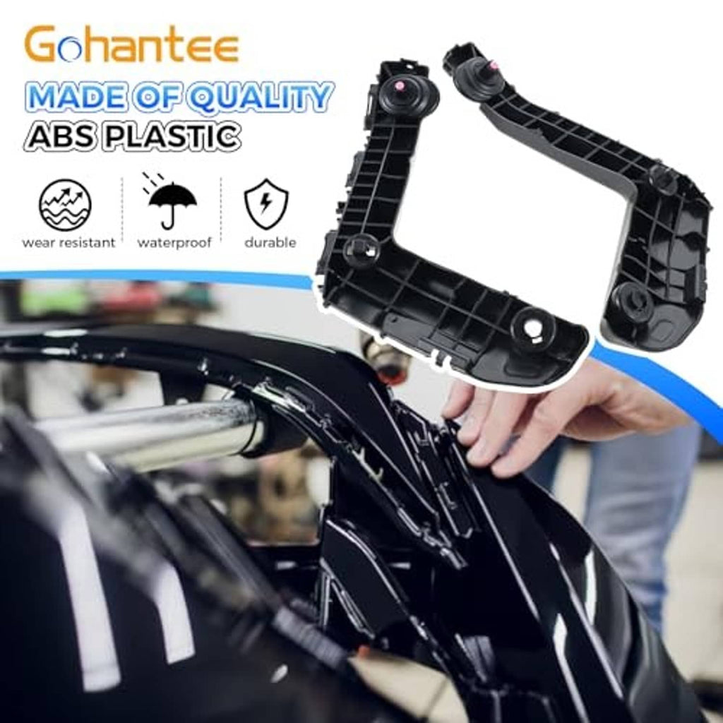 Black ABS plastic bumper bracket with pink mounting pins and side attachment holes