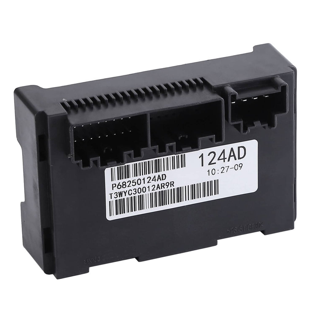 Transfer case control module with multi-pin electrical connectors, black plastic housing
