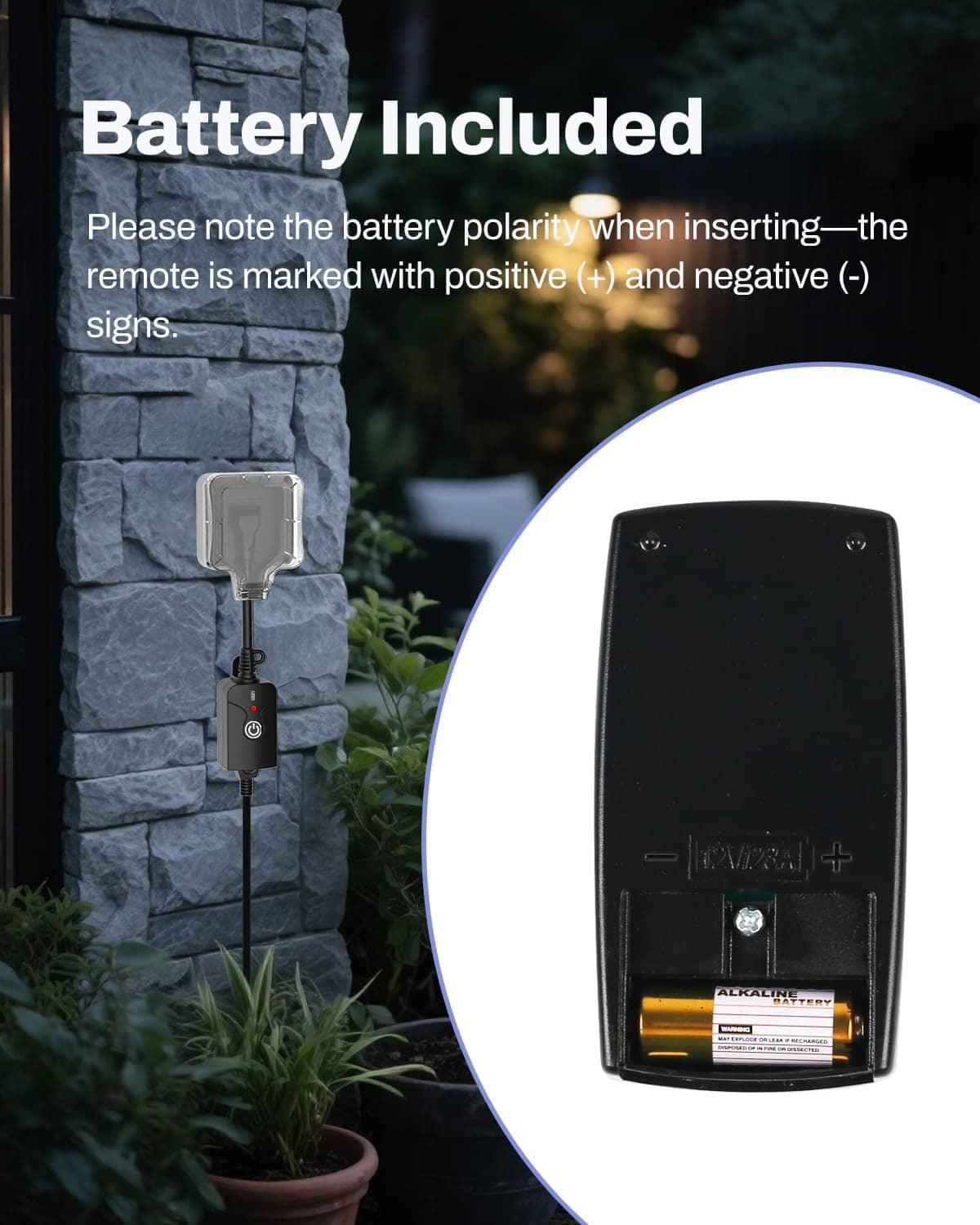 Black remote control with battery compartment and contact terminals