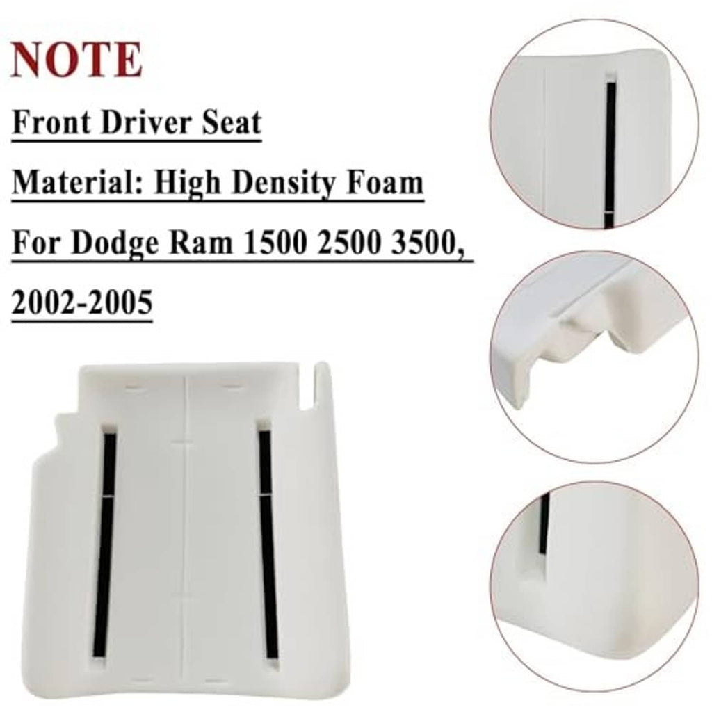 White front driver seat foam cushion with black slot openings