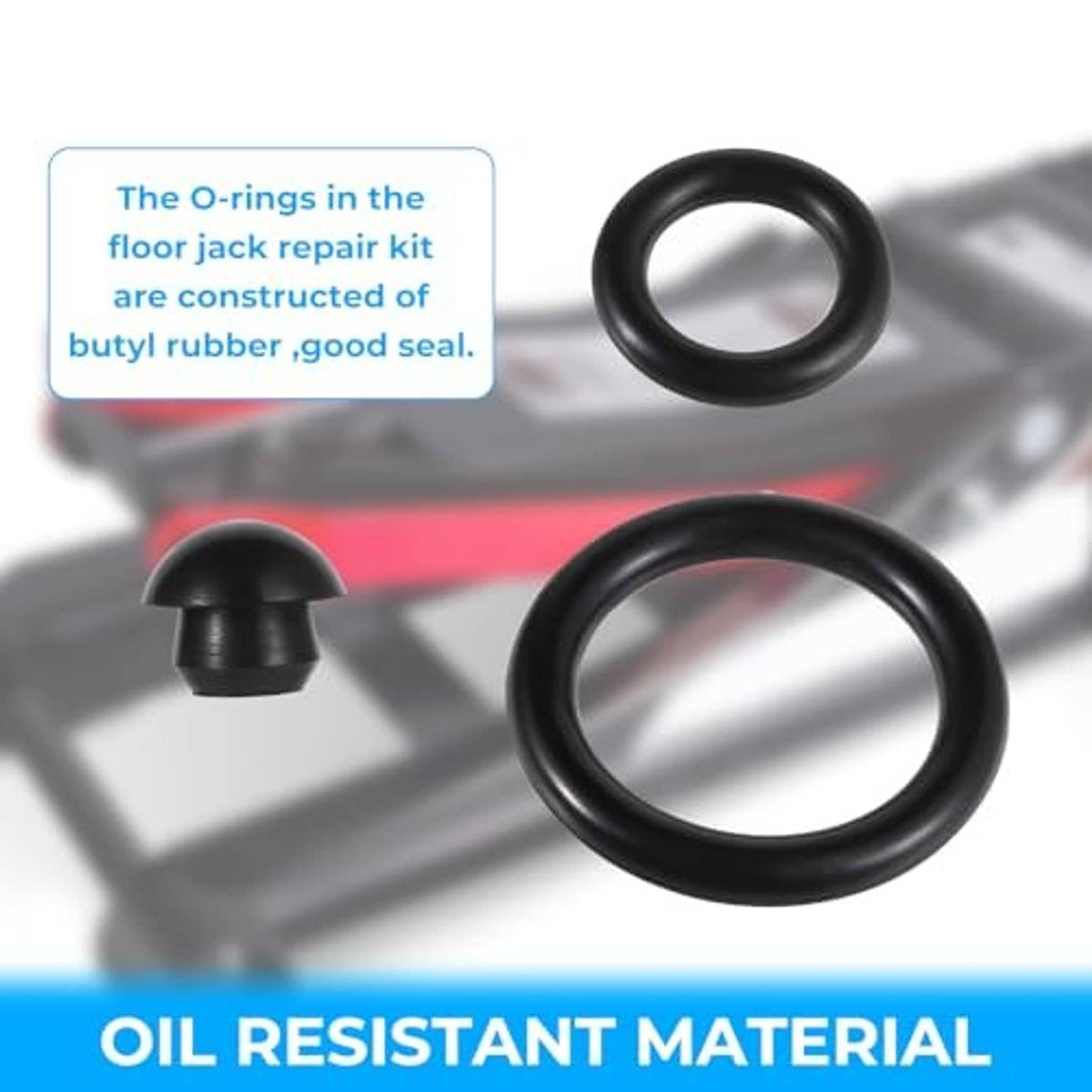 Black O-ring seals and oil plug for floor hydraulic jack repair kit