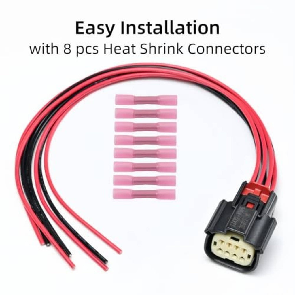 Headlight connector pigtail with red wire leads and heat-shrink connectors bundle