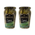 Maille Original cornichons jar with green gherkin pickles inside