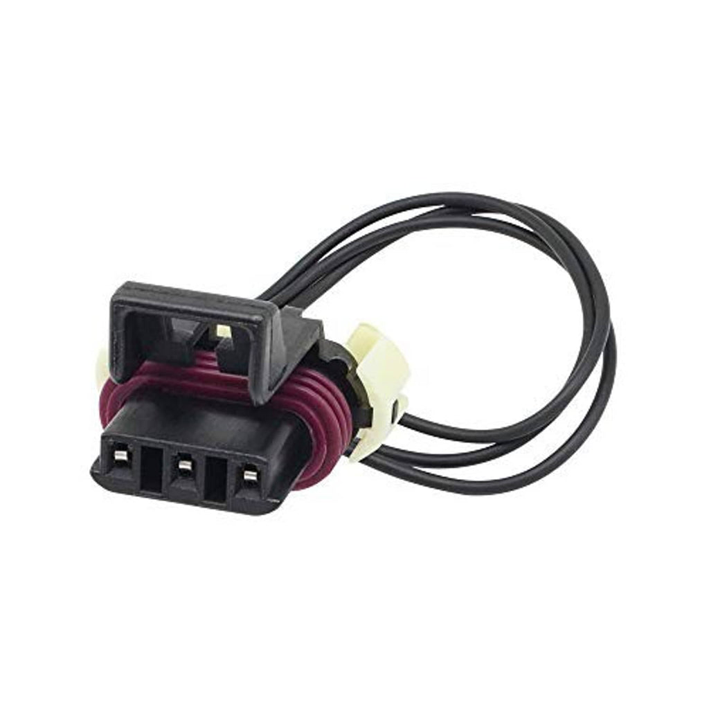 Engine camshaft sensor wiring connector with maroon insert and black plug ends