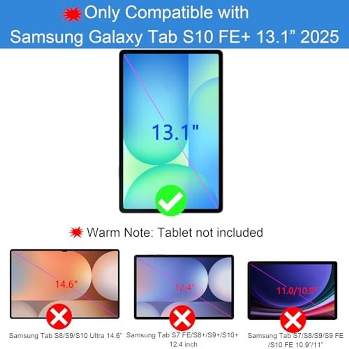 13.1-inch tablet display with home screen preview for keyboard case