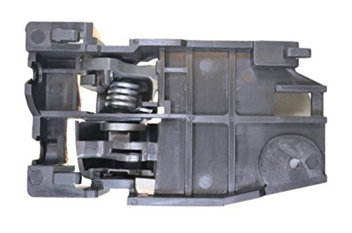 Gray inside door handle mechanism with spring and latch components