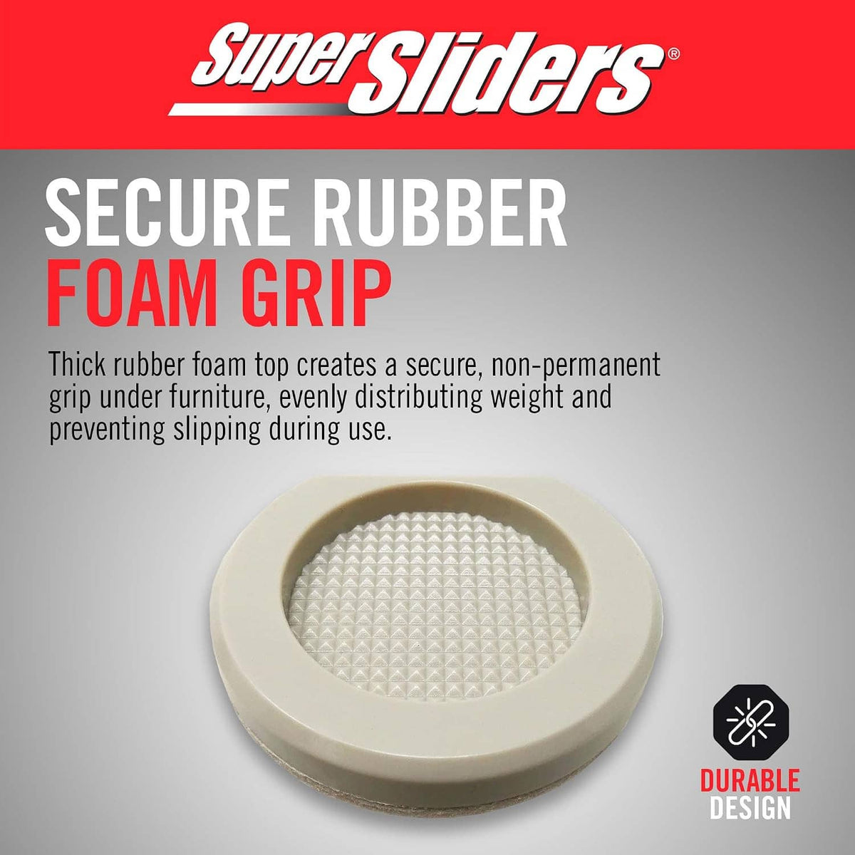 Close-up of a round slider pad showing white base and textured grip center