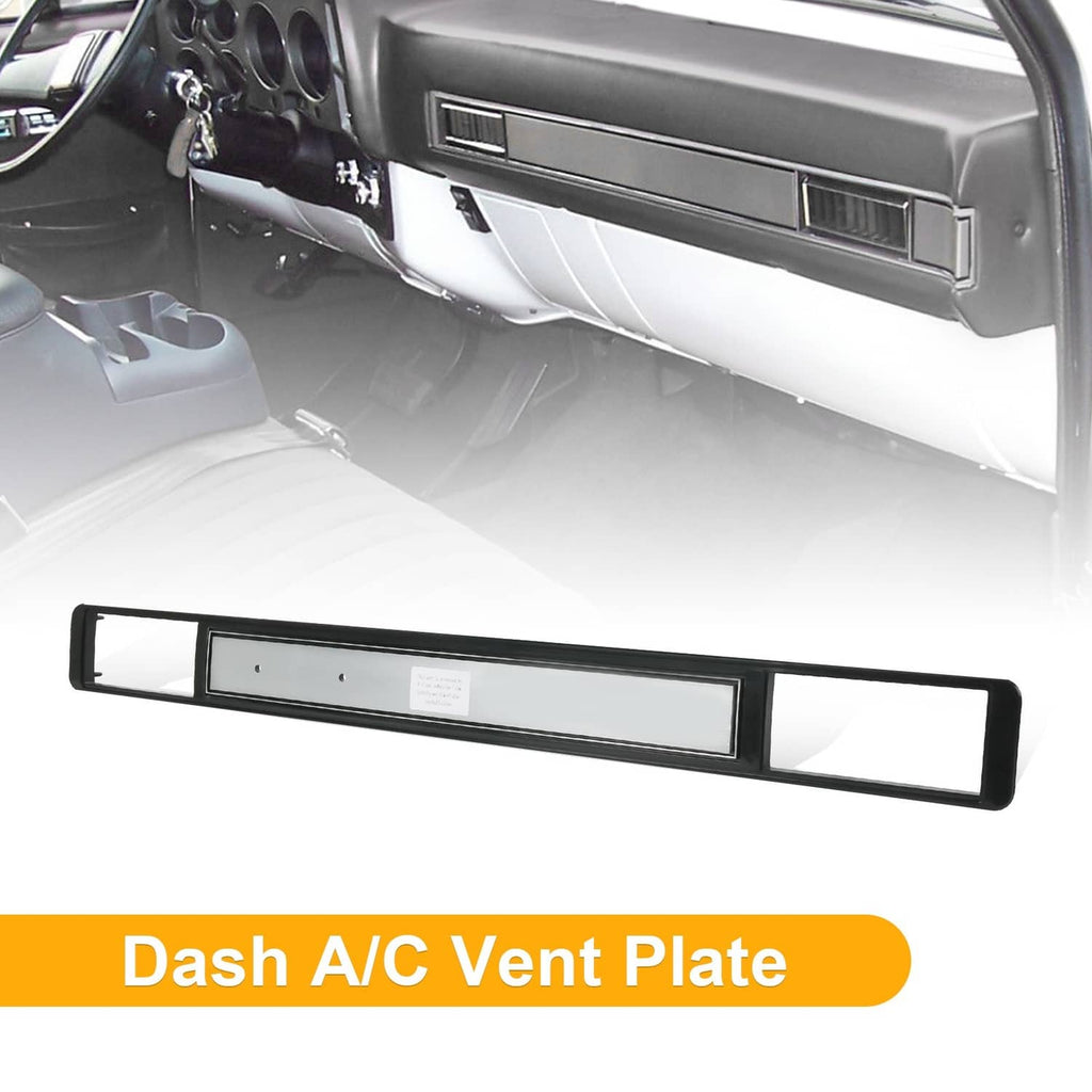 Dash A/C vent trim plate with black surround and silver center insert