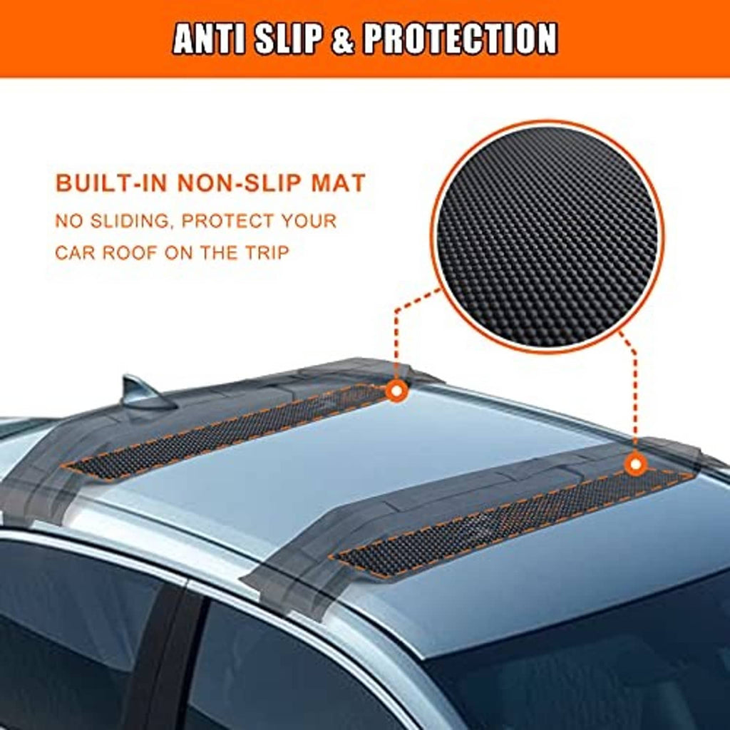 Soft roof rack pad set with built-in non-slip textured mat for car roof protection