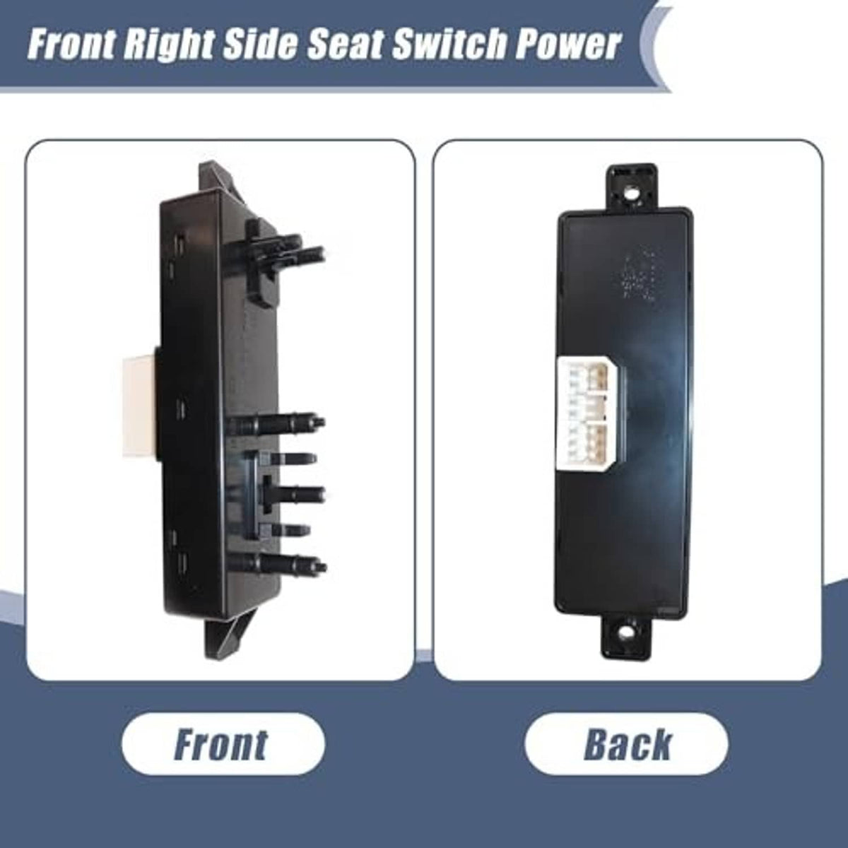 Black power seat switch control module showing multi-pin back connector plate
