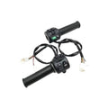Handlebar thumb switch assembly with black grips and multi-button control panel