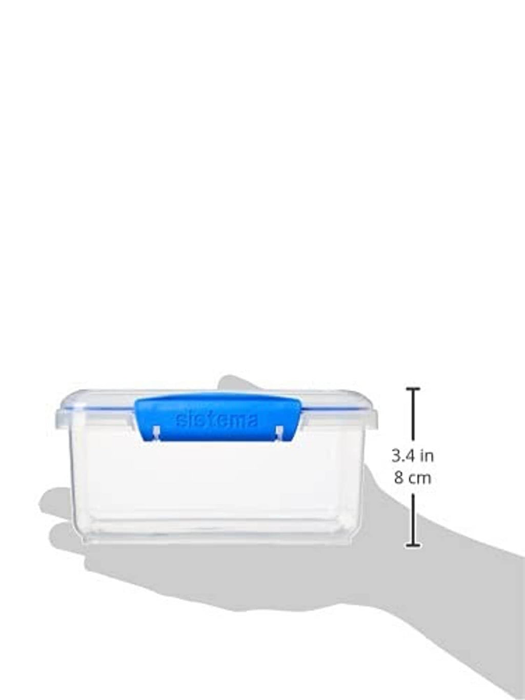 Rectangular food storage container, 3.4 in height and 8 cm size shown