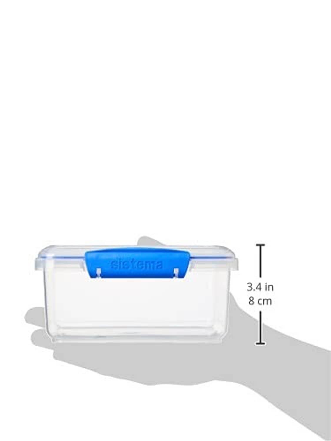 Rectangular food storage container, 3.4 in height and 8 cm size shown