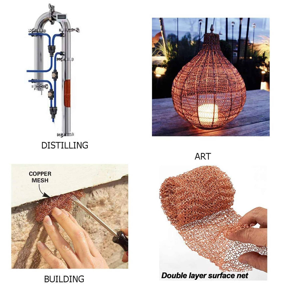 Copper mesh lantern shell and mesh screen for distilling use