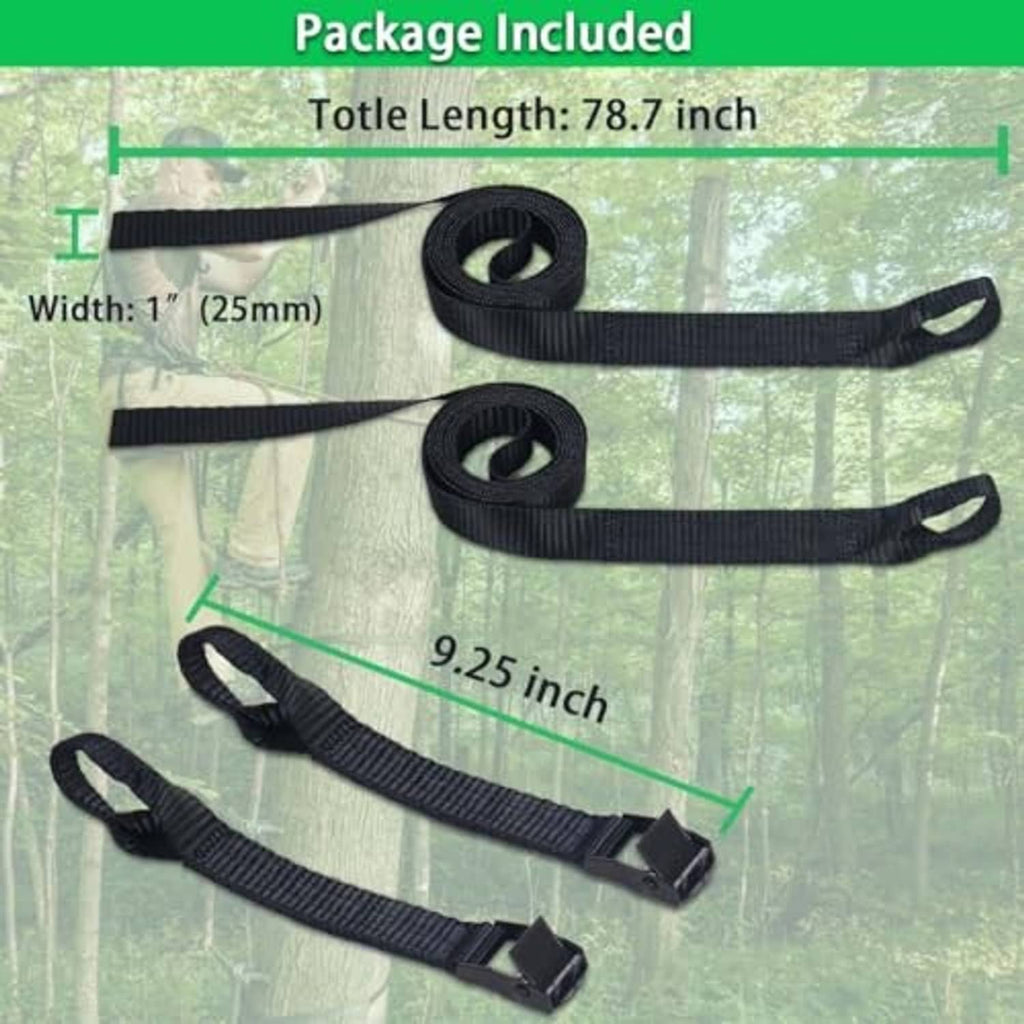 Two black webbing straps with quick-release buckles laid out flat
