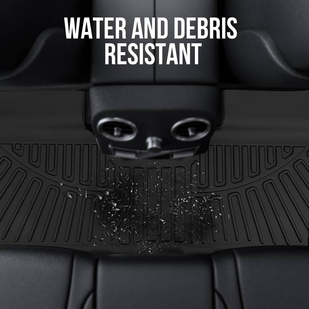 Black TPE floor liner with water and debris resistant anti-slip tread