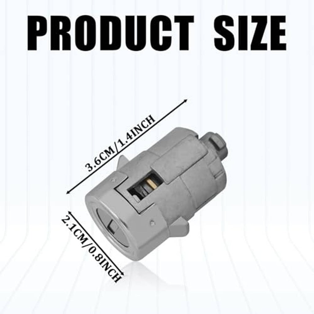 Silver door lock cylinder with measurement details