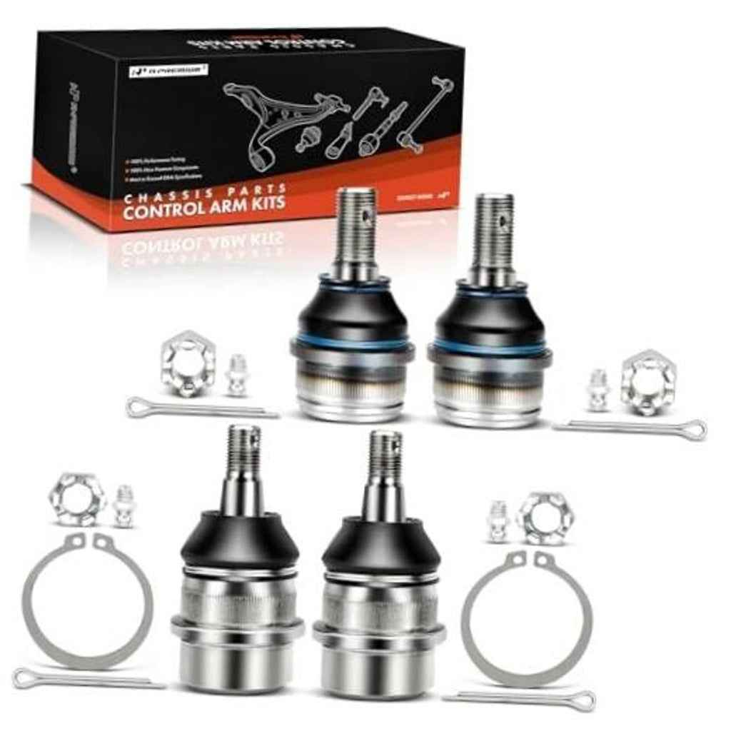 4-piece front upper and lower ball joint kit with mounting hardware and boots